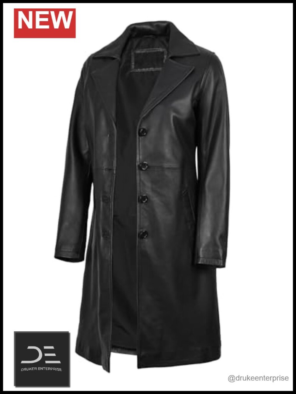 Lambskin Leather Long Jacket Women Notched Lapel Overcoat